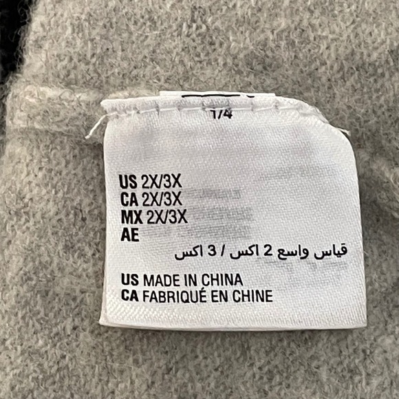 Charter Club Cashmere Cowl Neck Poncho Sweater Grey Windowpane Size 2X/3X FA19 - Picture 7 of 13